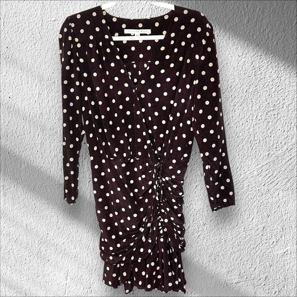 Vernoica Beard Size 2‎ Silk Lou Lou Ruched Flounce Mini Dress Quiet Luxury Clean - Picture 1 of 15